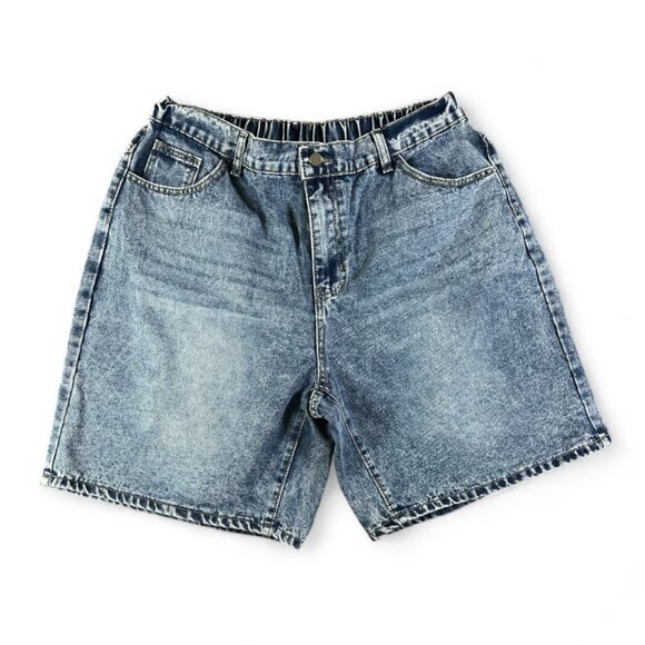 SHEIN Denim Shorts 2XL – Elastic Waist, 4 Pockets, Comfortable Fit - Picture 1 of 3